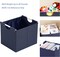 Large Foldable Storage Bins, Linen Fabric, Pack of 2, Storage Baskets with Wooden Carry Handles and Sturdy Heavy Cardboard